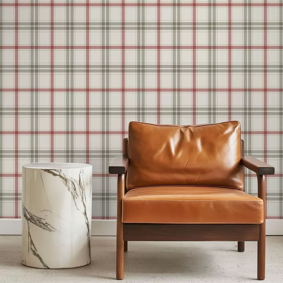 wall murals Plaid pattern in red and gray tones a01250v2