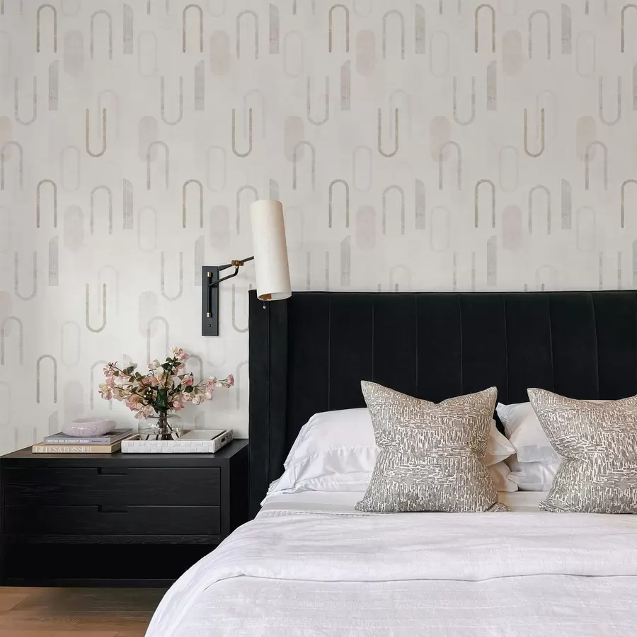 wall murals Light geometric pattern with beige arches a01256