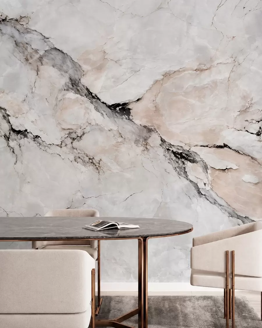 wall murals Light marble texture with dark and beige veins w05884