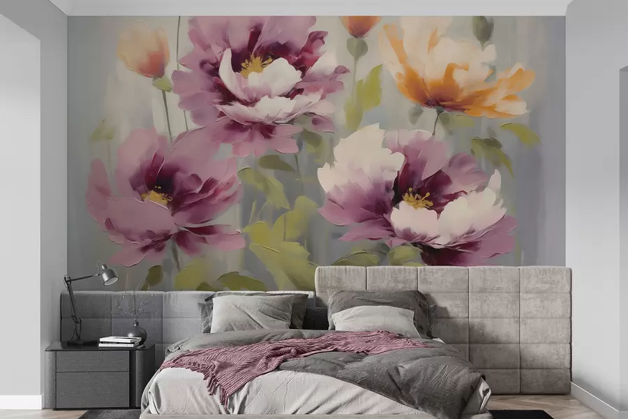 wall murals Abstract stylized flowers, imitation of painting w05848