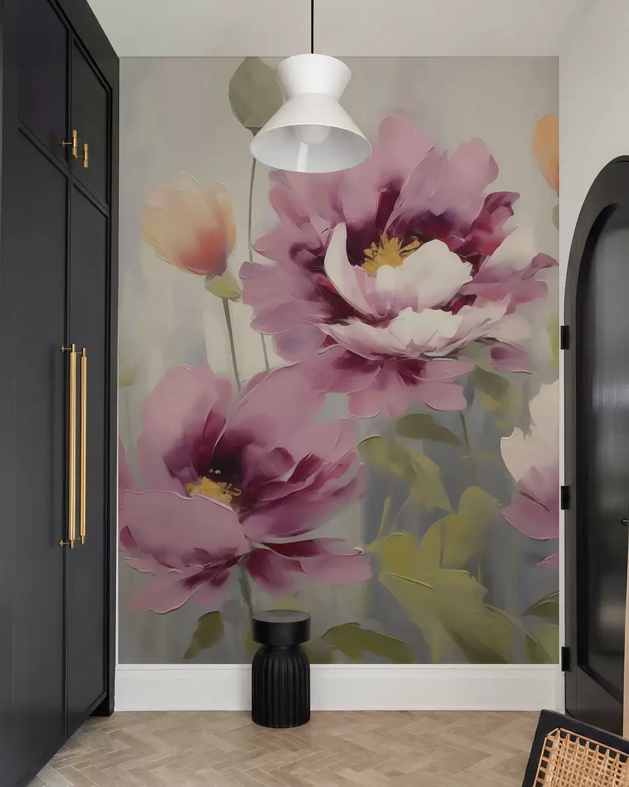 wall murals Abstract stylized flowers, imitation of painting w05848