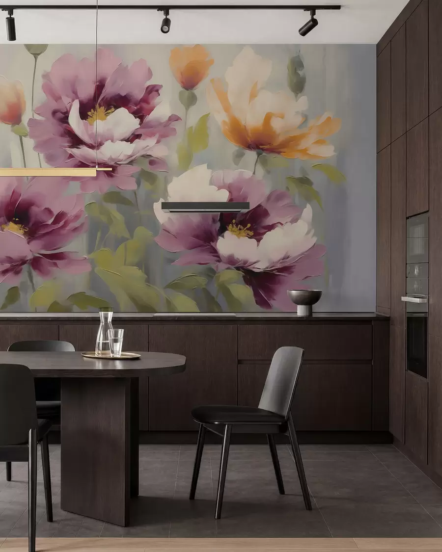 wall murals Abstract stylized flowers, imitation of painting w05848