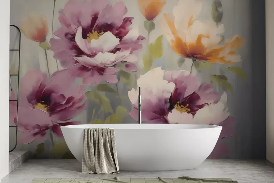 wall murals Abstract stylized flowers, imitation of painting w05848
