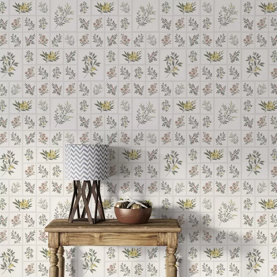 wall murals Botanical pattern with flowers and leaves in frames a01258