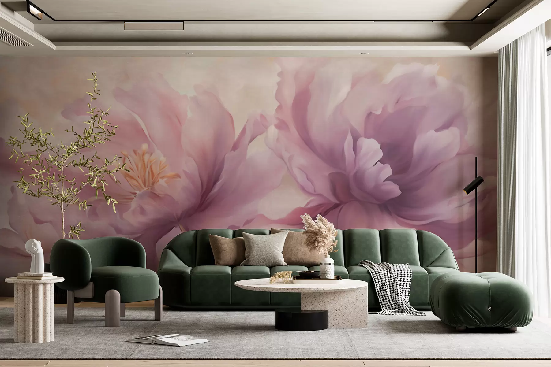 wall murals Large peony flowers w05797