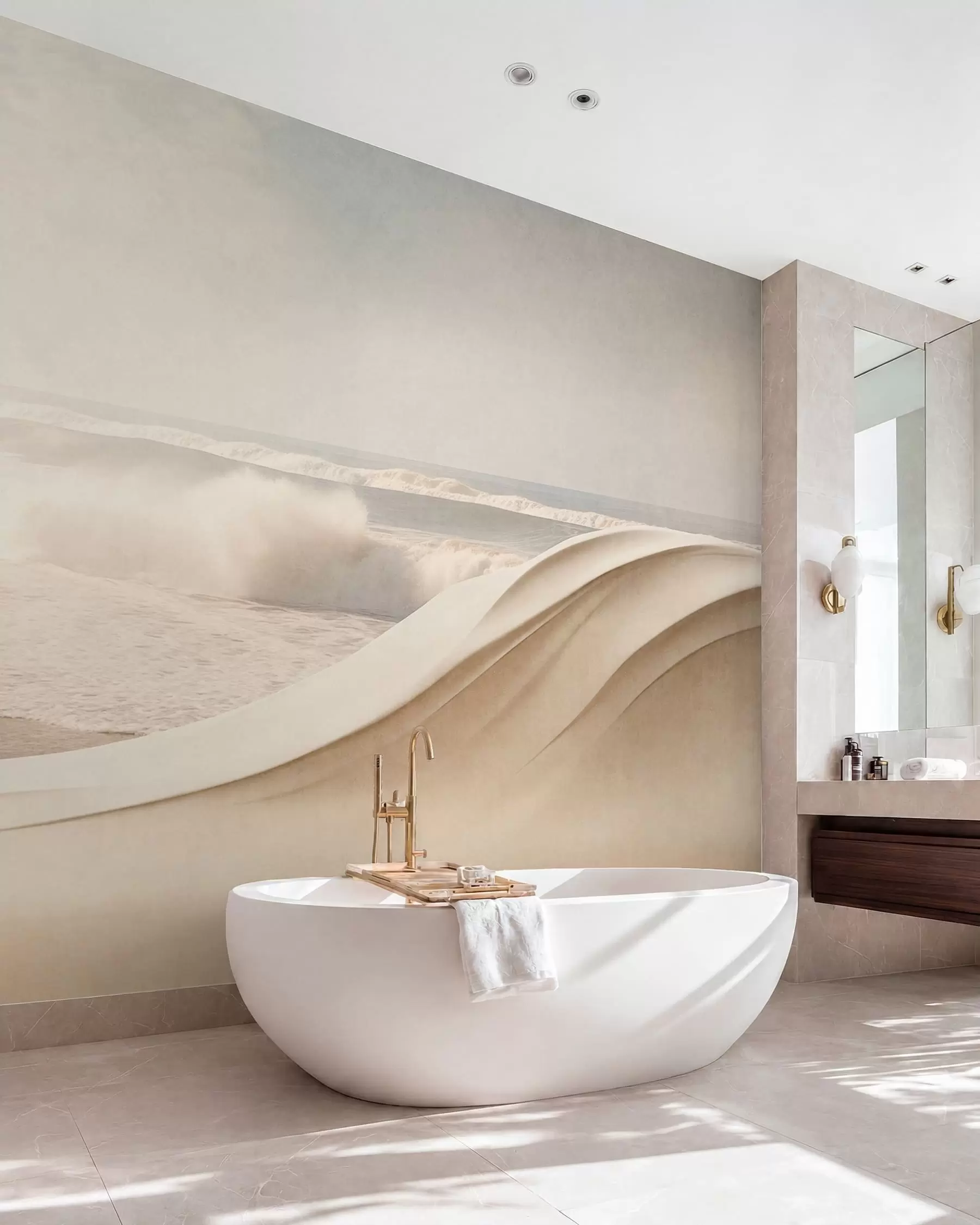 wall murals Ocean waves among flowing sandy forms w05895