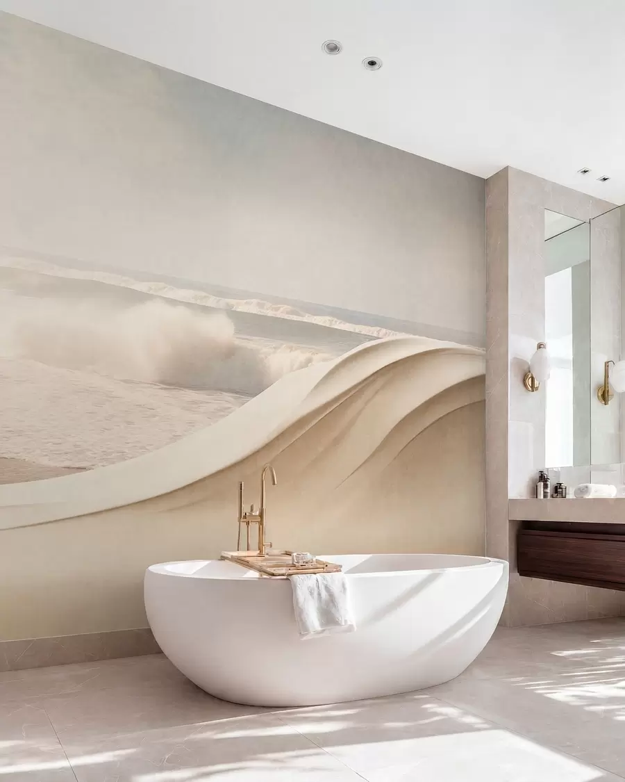 wall murals Ocean waves among flowing sandy forms w05895