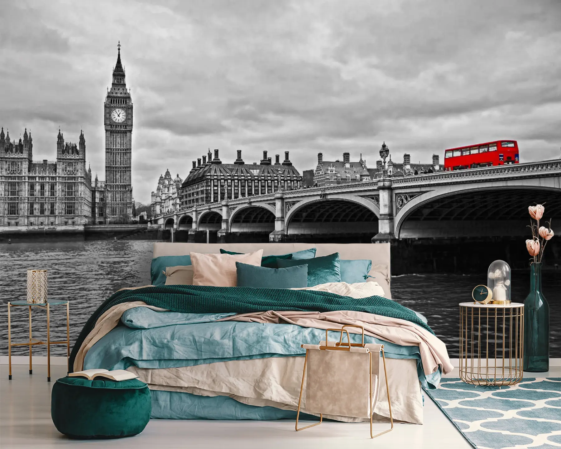 wall murals London, gray and red u53383