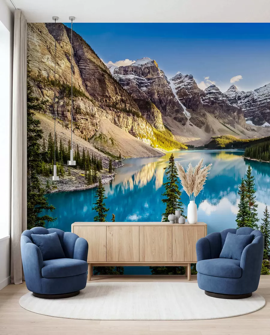 wall murals Mirror lake at the foot of the mountain u58602
