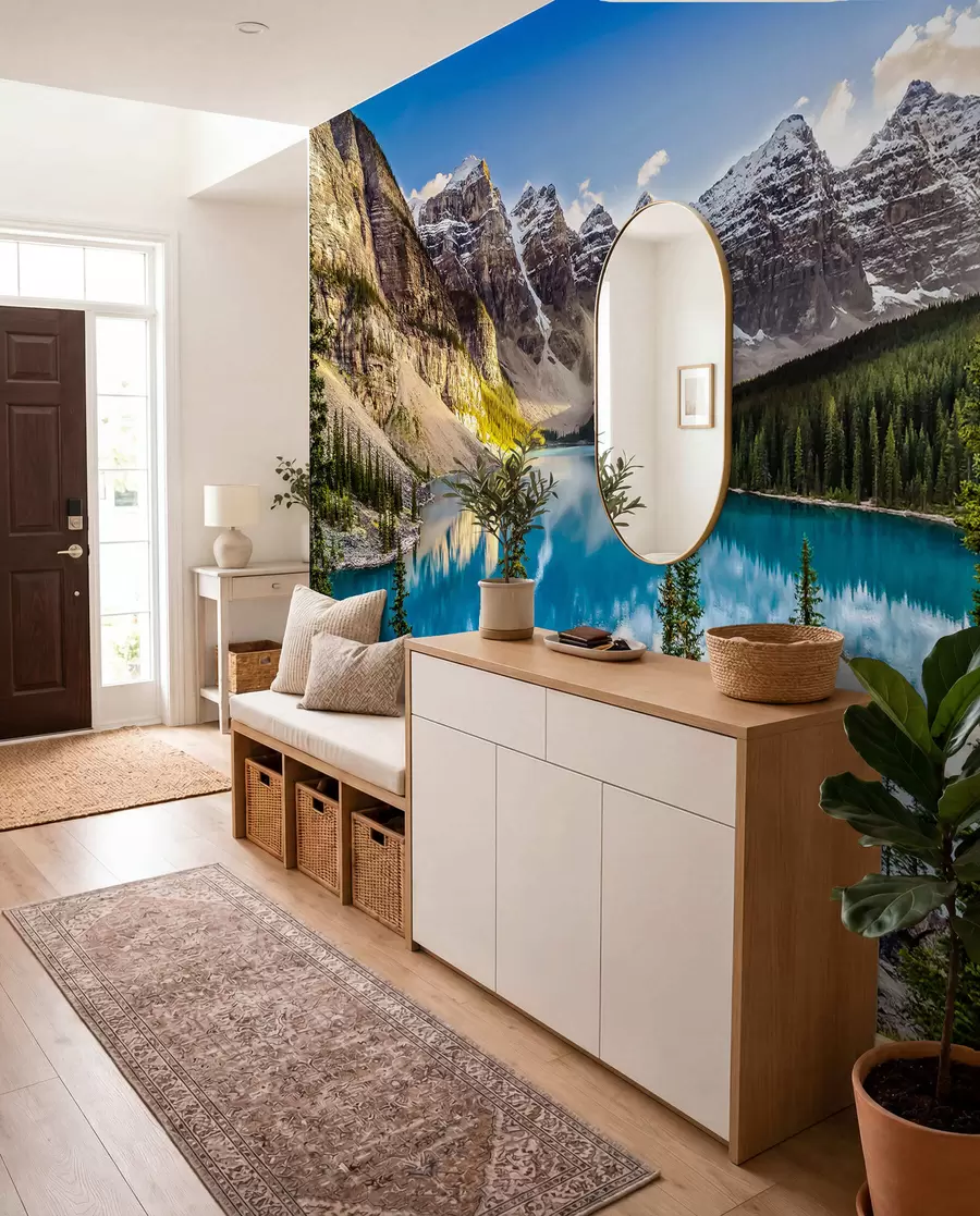 wall murals Mirror lake at the foot of the mountain u58602