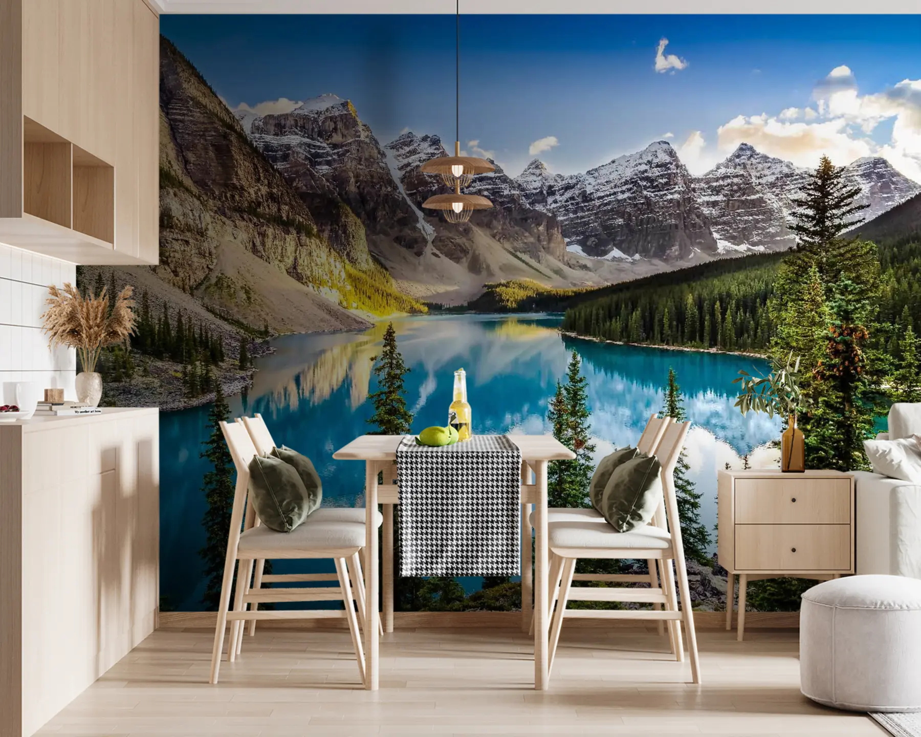 wall murals Mirror lake at the foot of the mountain u58602