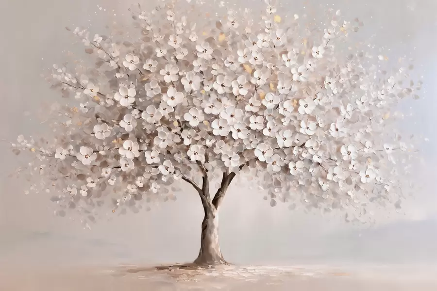 wall murals Airy pastel tree in oil-painting style with bold brushstrokes w10050
