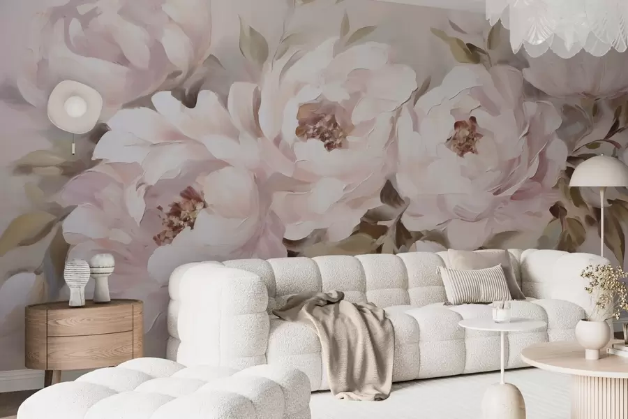 wall murals Abstract peonies, imitation painting w05901