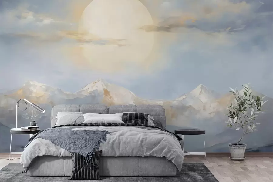 wall murals Abstract mountains, imitation of a painting w05903