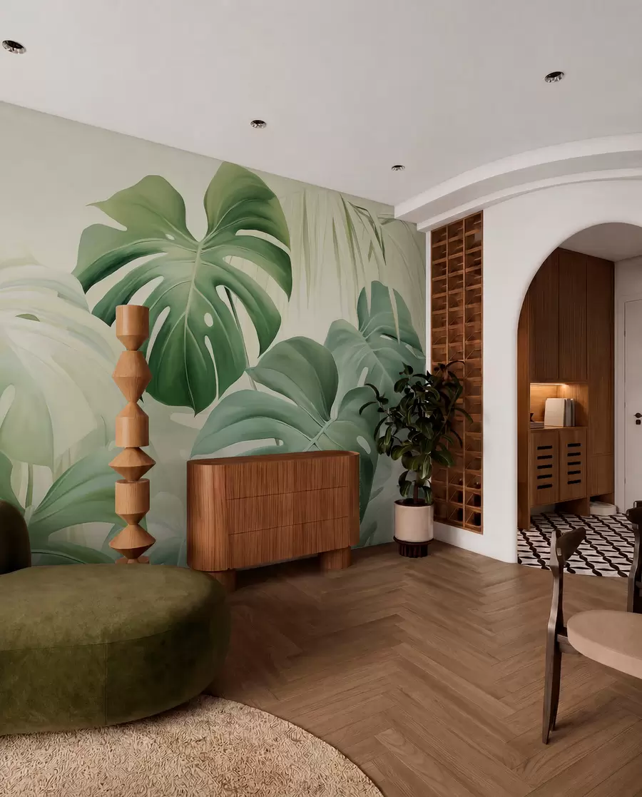 wall murals Monstera, palm leaves w05909