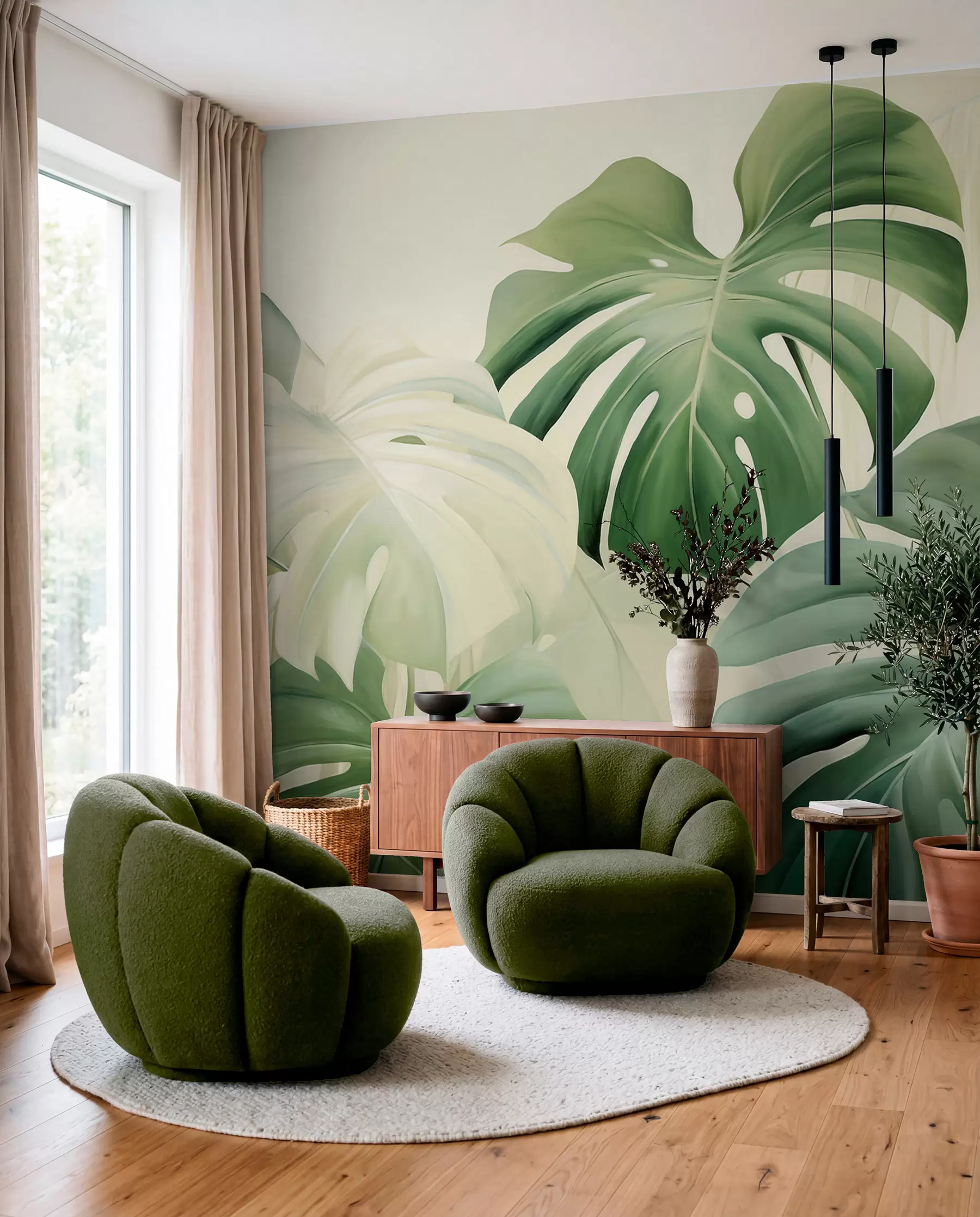 wall murals Green Monstera w05909