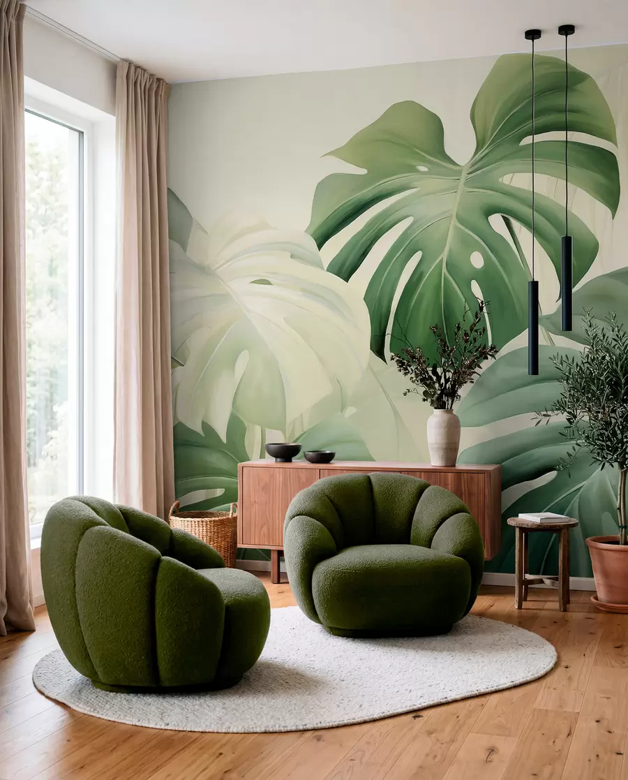 wall murals Green Monstera w05909