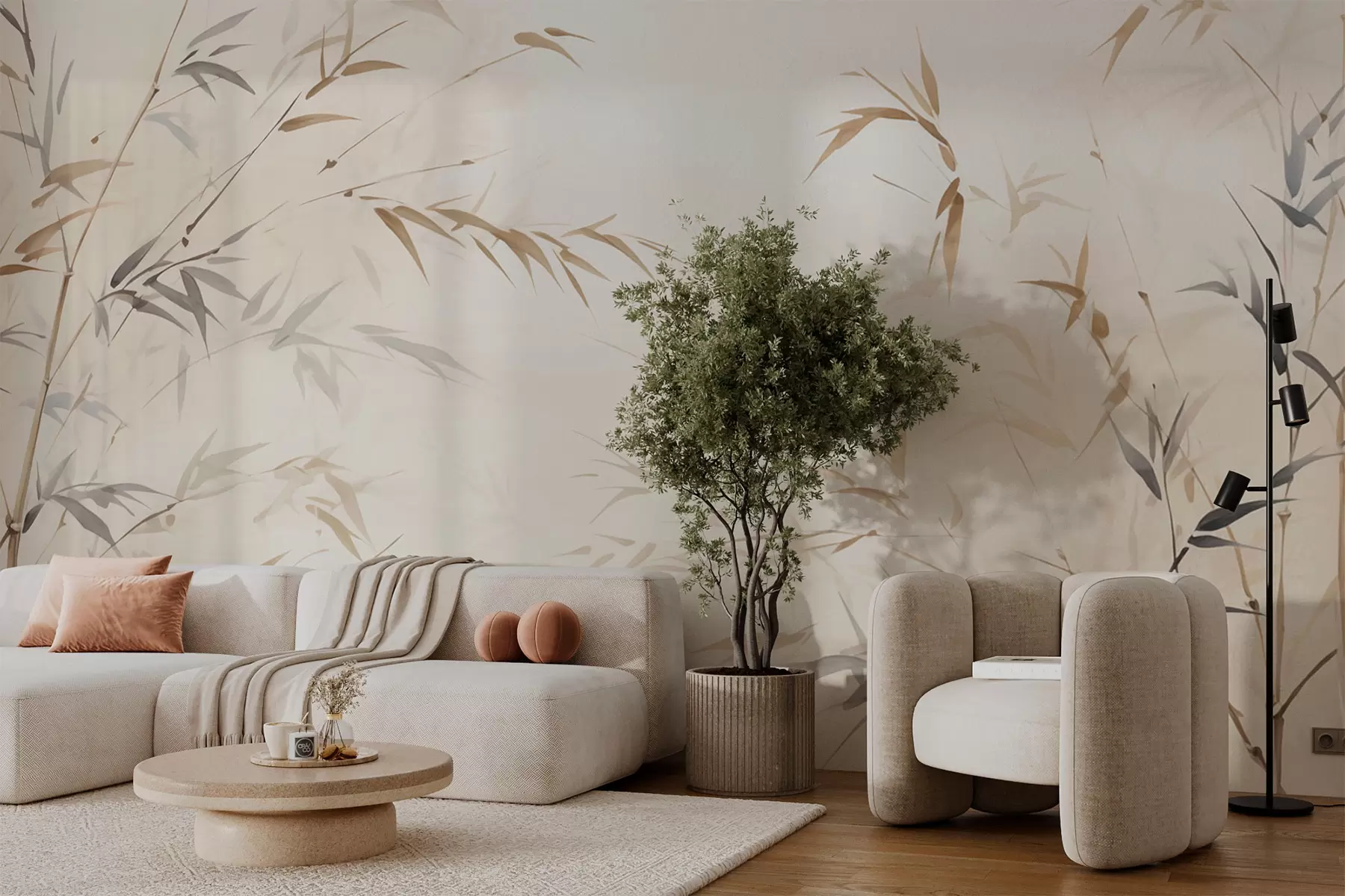 wall murals Sharp bamboo leaves w05917
