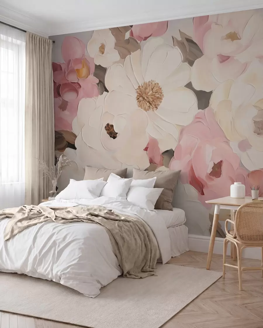 wall murals Abstract flowers, imitation of a painting w05905