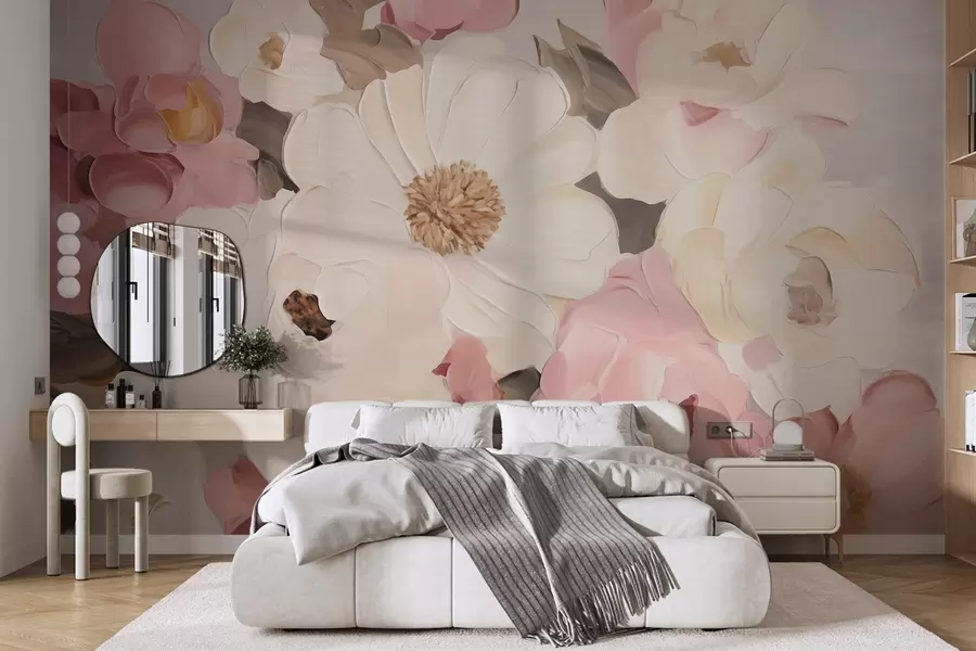 wall murals Abstract flowers, imitation of a painting w05905