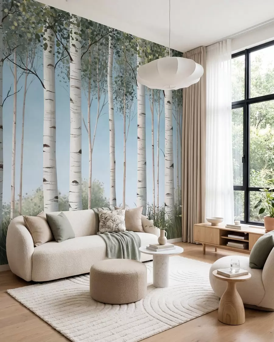 wall murals Azure Birches w10047
