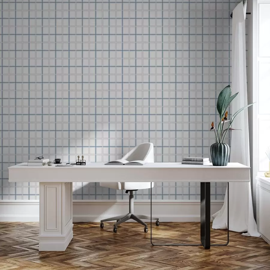 wall murals Check pattern with blue and pink lines a01267v6