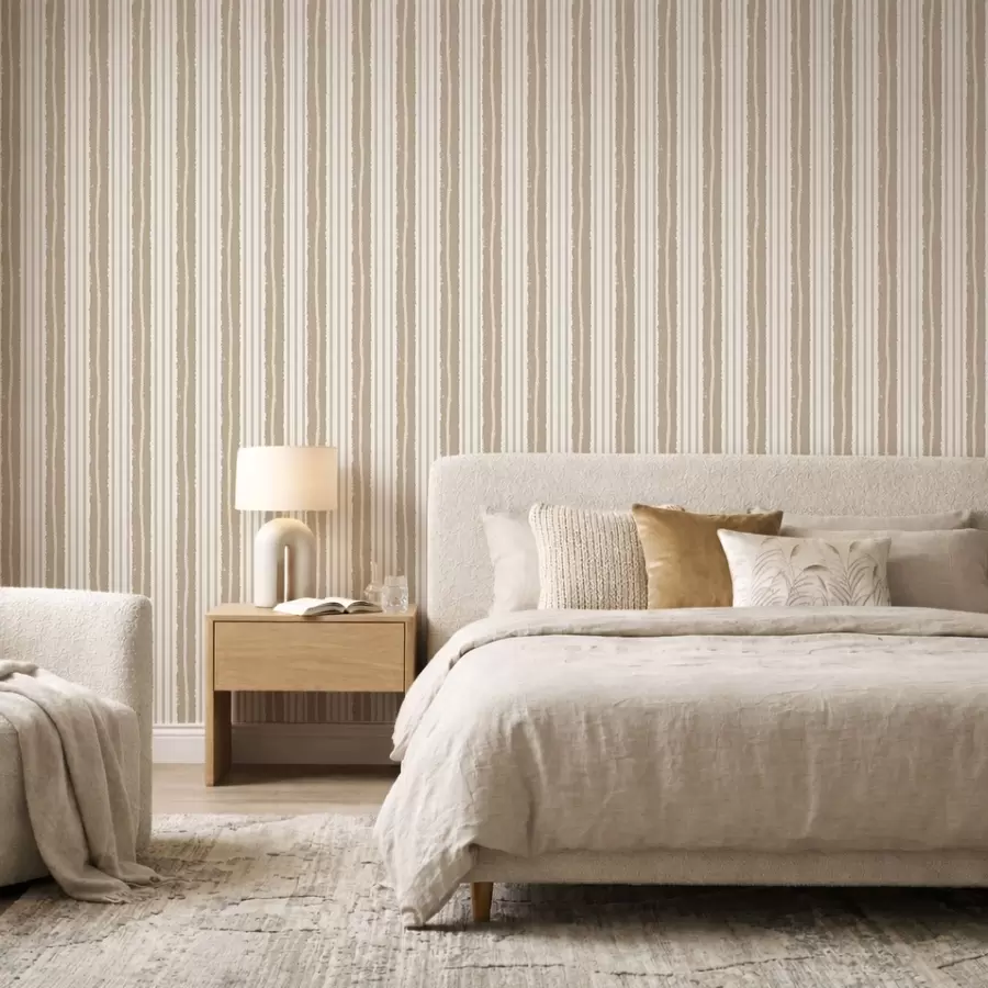 wall murals Textured vertical beige and light gray stripes a01268v3