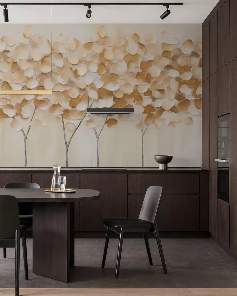 wall murals Stylized trees, imitation of a painting w05942