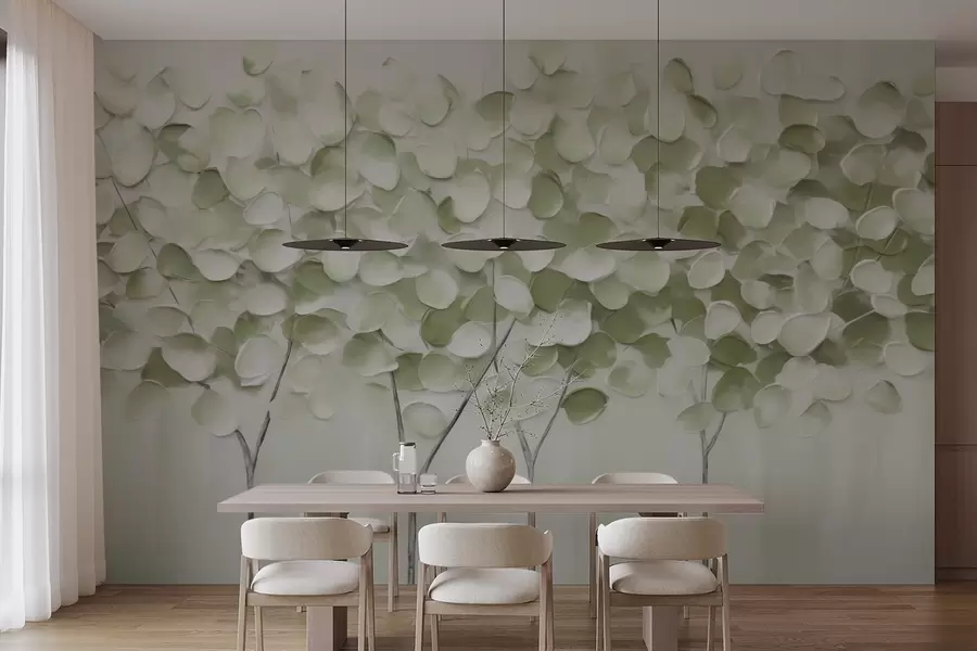 wall murals Stylized trees, imitation of a painting w05942v1