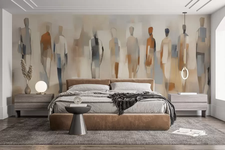 wall murals Abstract human silhouettes, imitation of a painting w05944