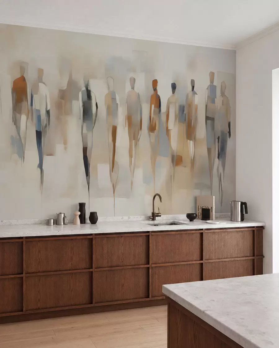 wall murals Abstract human silhouettes, imitation of a painting w05944