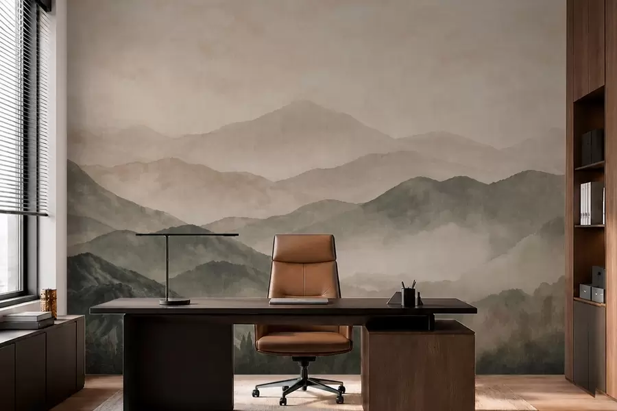 wall murals Misty mountain ridges and dark forest w05925v3
