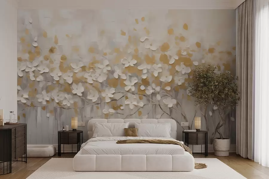 wall murals Abstract flowers on a tree w05951