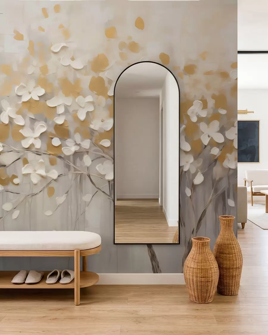 wall murals Abstract flowers on a tree w05951