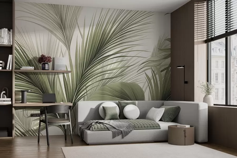 wall murals Green Tropical Palm Leaves w09986