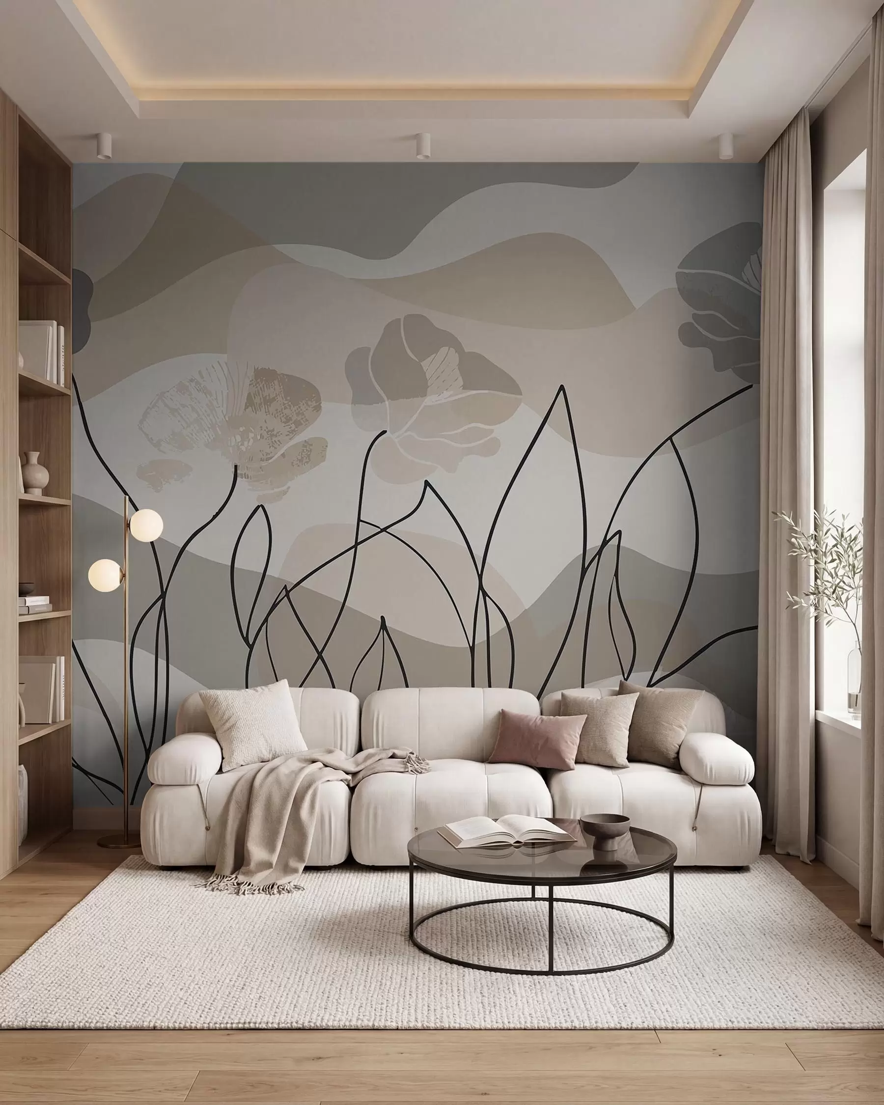 wall murals Flower Sketch w09989