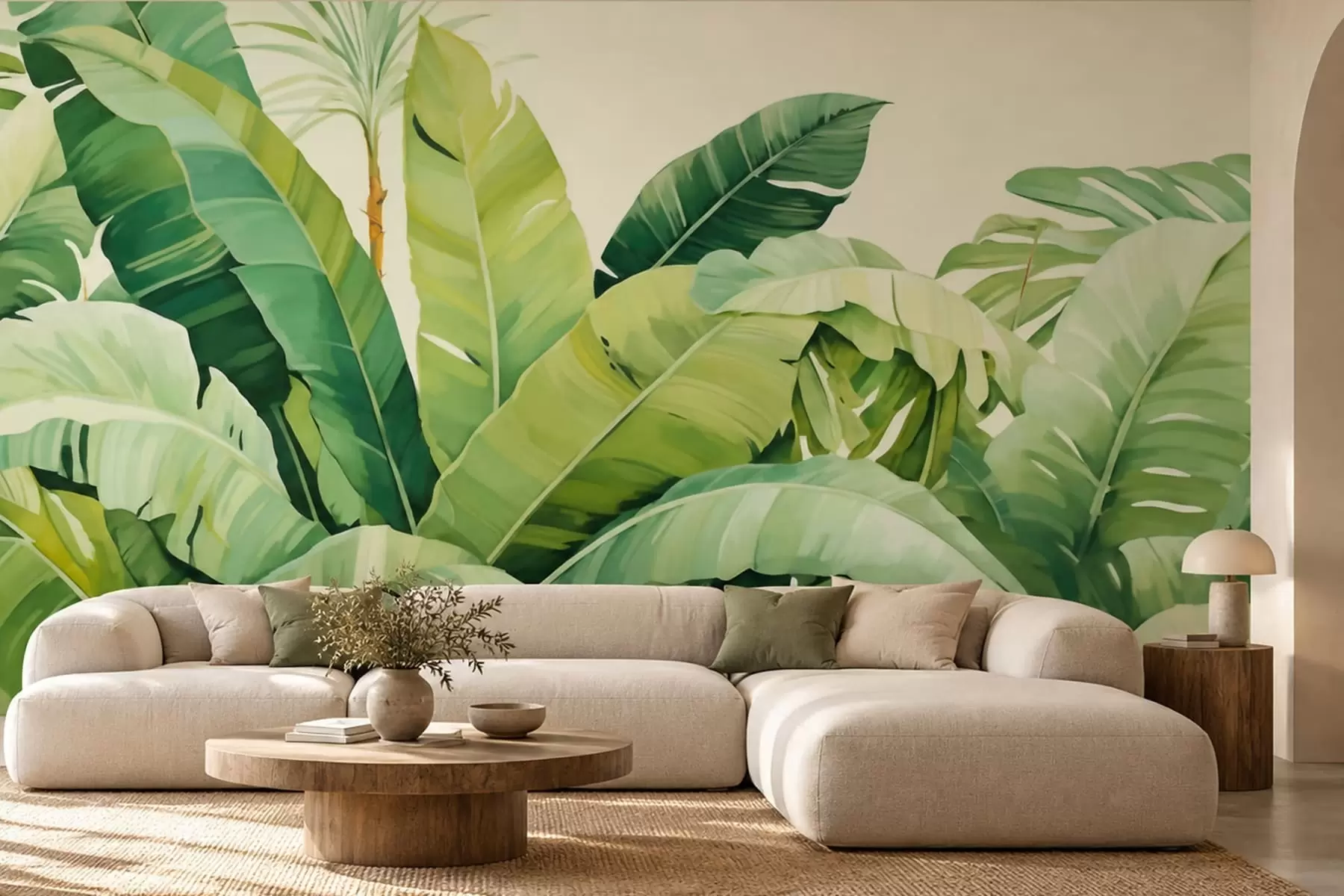 wall murals Green Banana Leaves w05975