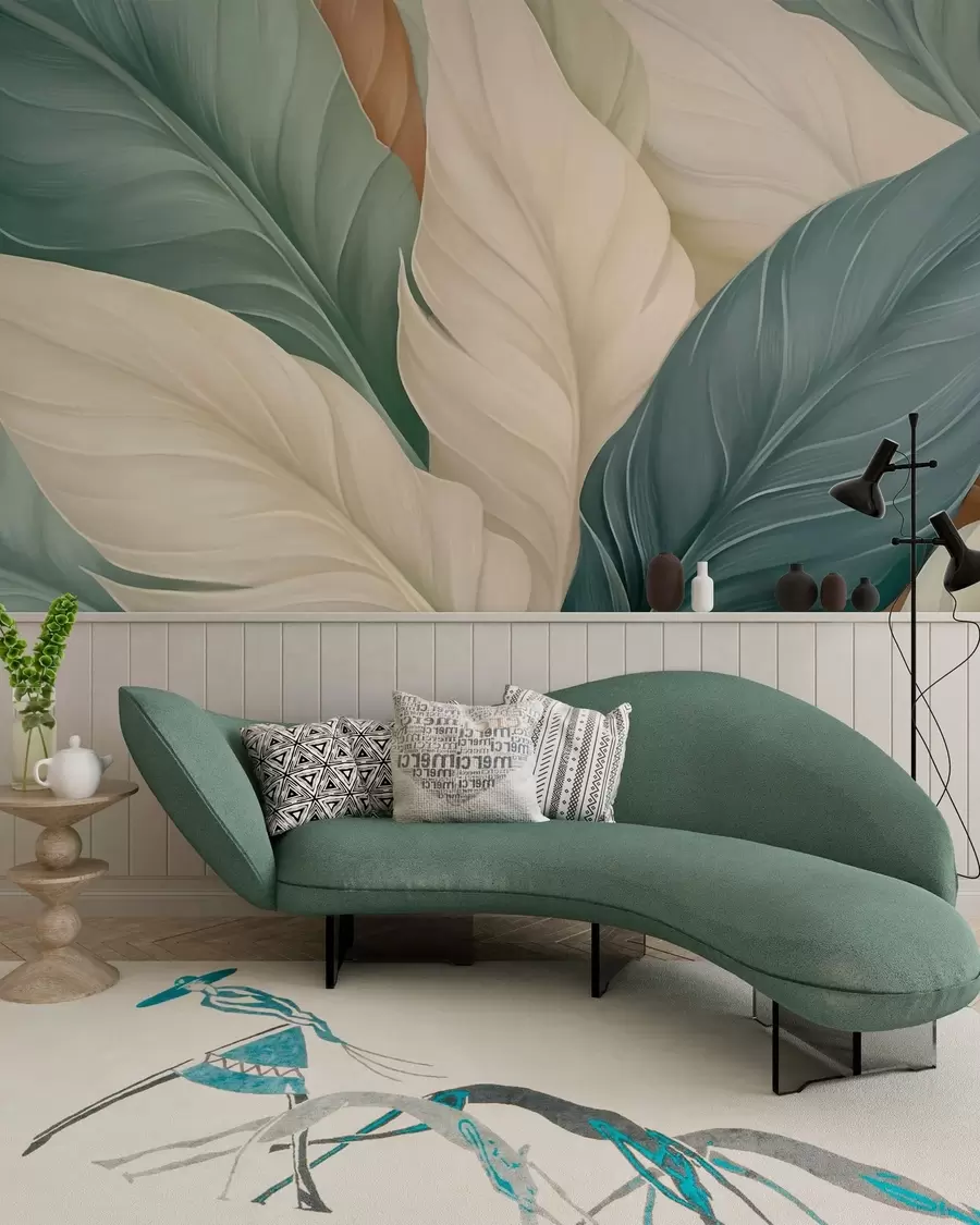 wall murals Emerald Leaves w05981