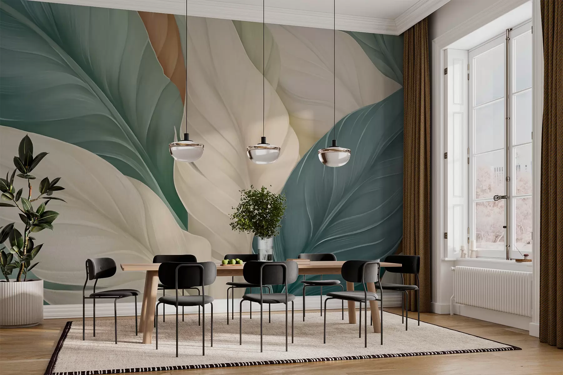 wall murals Pointed leaves w05981