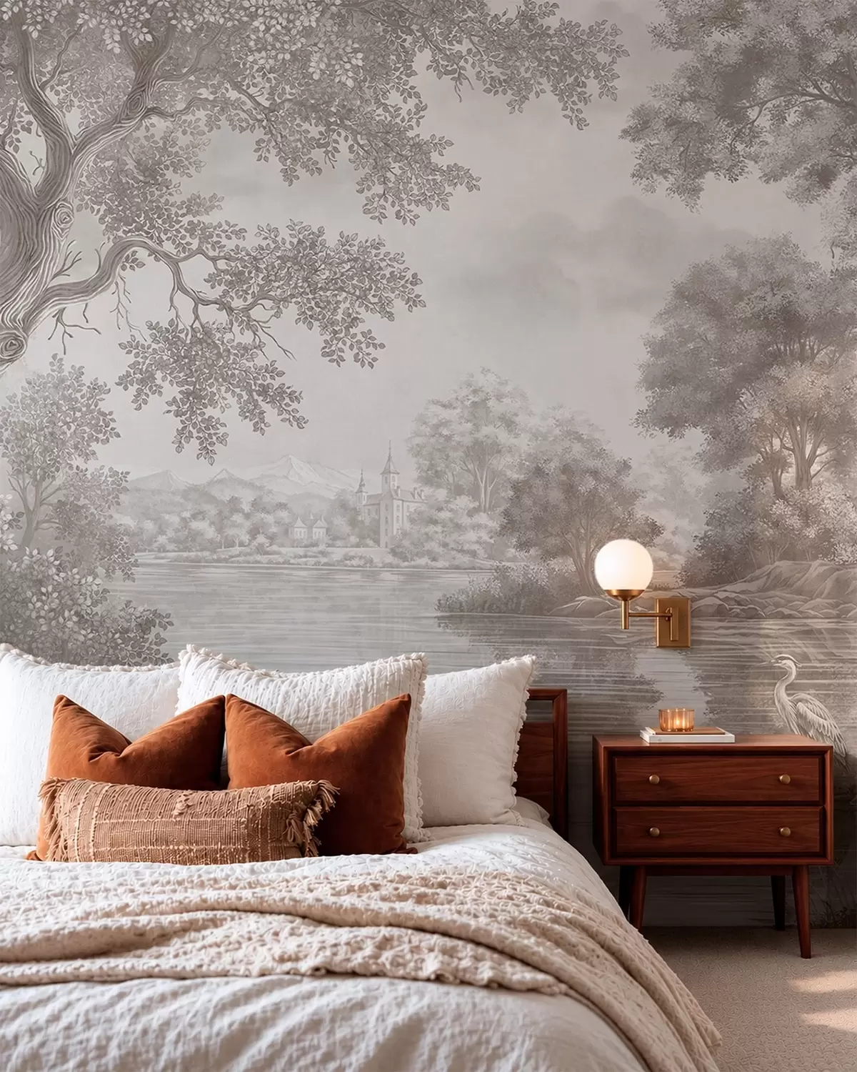 wall murals Heron by the Still Lake w05805