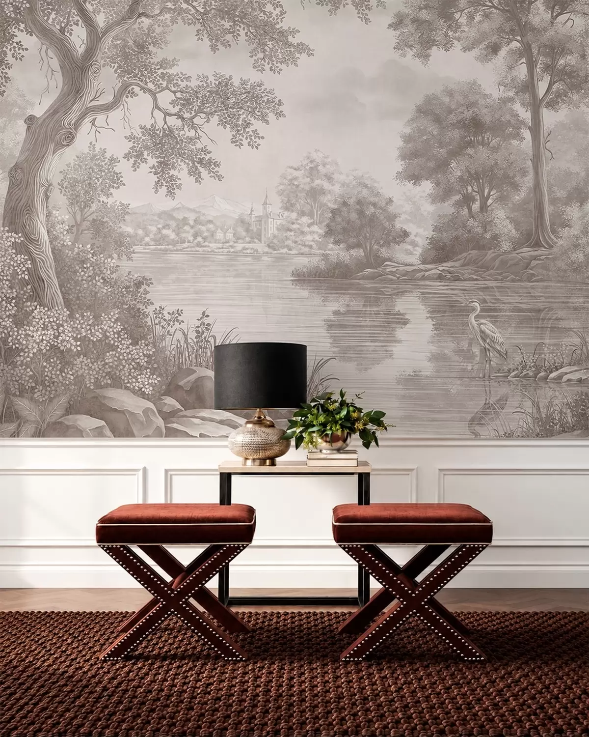 wall murals Heron by the Still Lake w05805