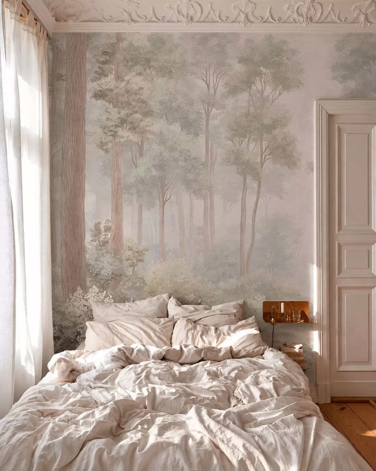 wall murals Soft pastel forest with a winding path w05889