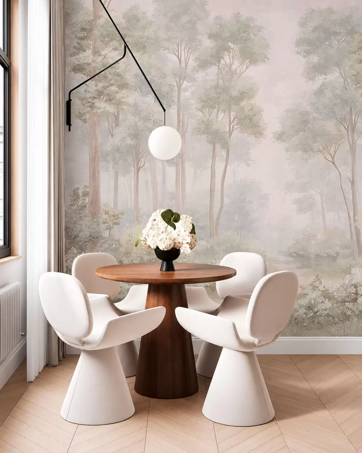 wall murals Soft pastel forest with a winding path w05889