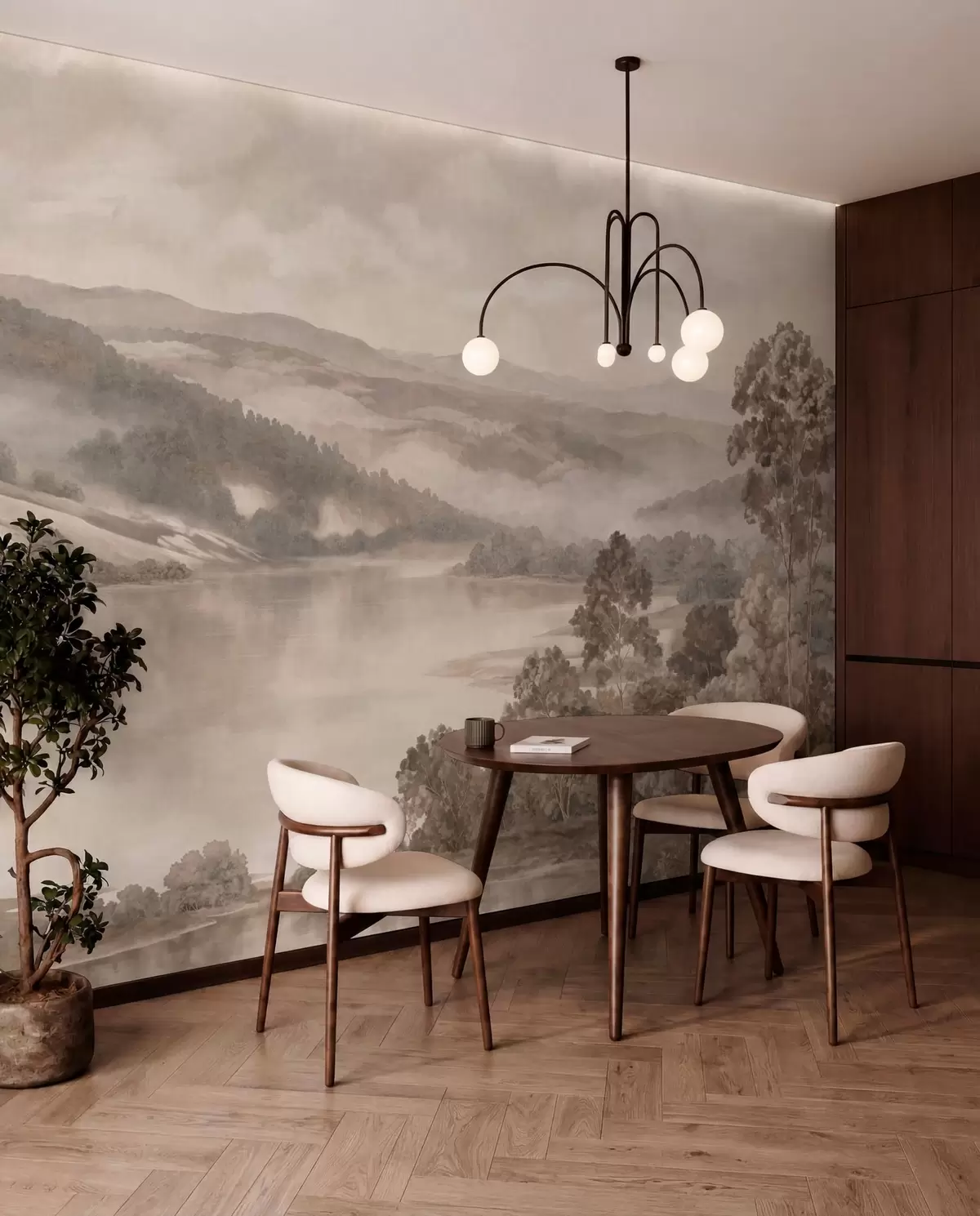 wall murals Lake between Misty Hills w05928