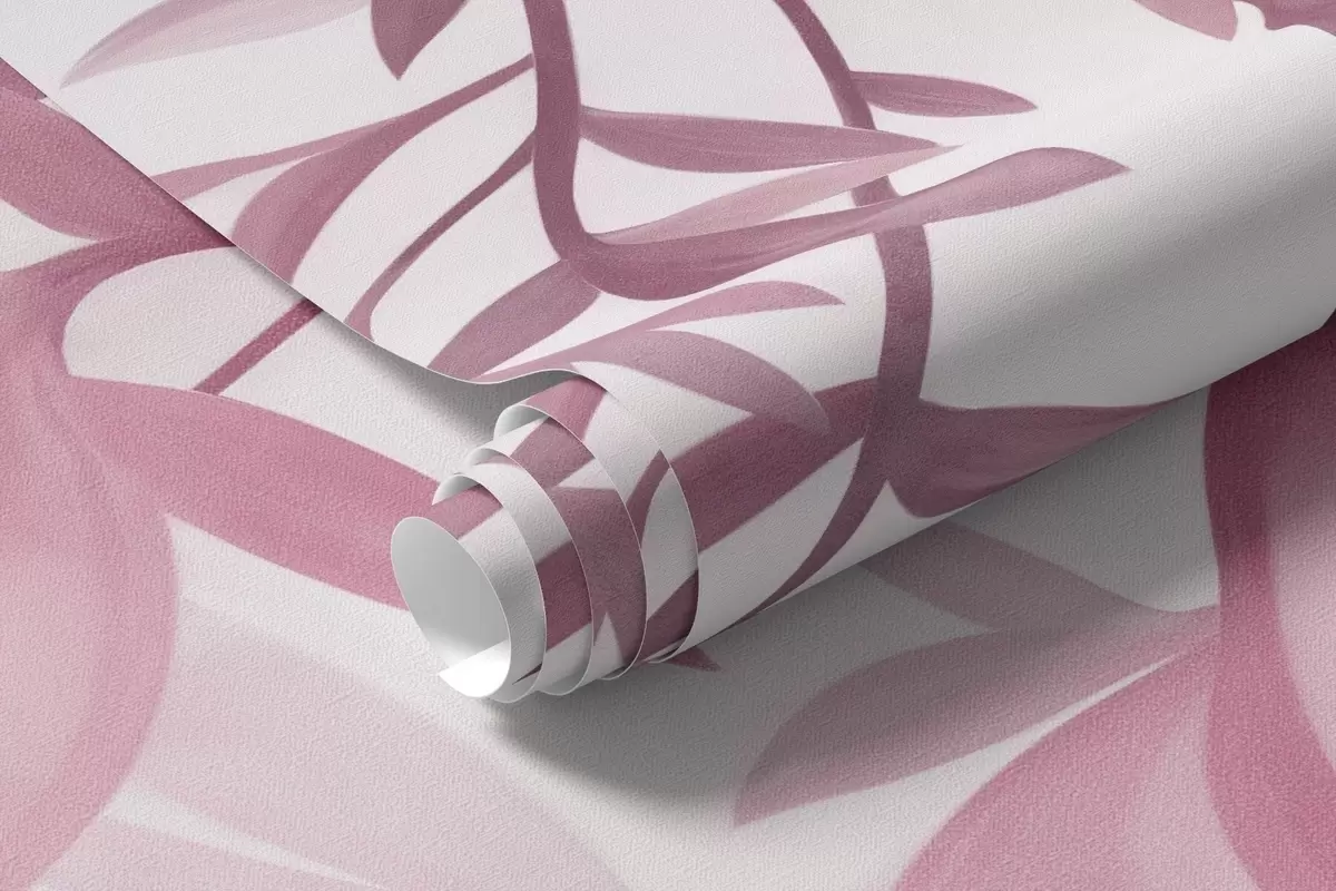 wall murals Hanging willow branches and soft blooming flowers in muted pink tones w10081v1