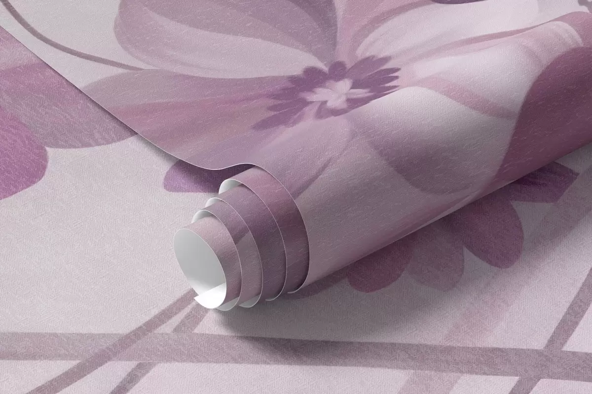 wall murals Winding vines with delicate muted pink blooming flowers w10083v1