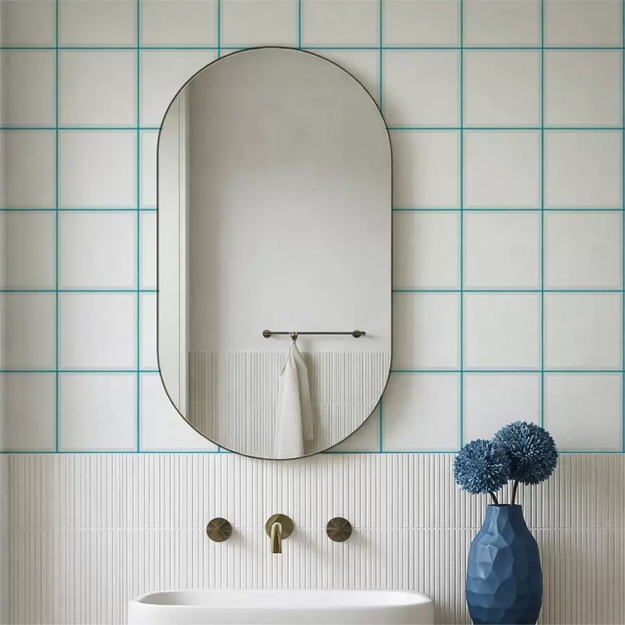 wall murals Grid of nine white squares with light blue borders a01277v1