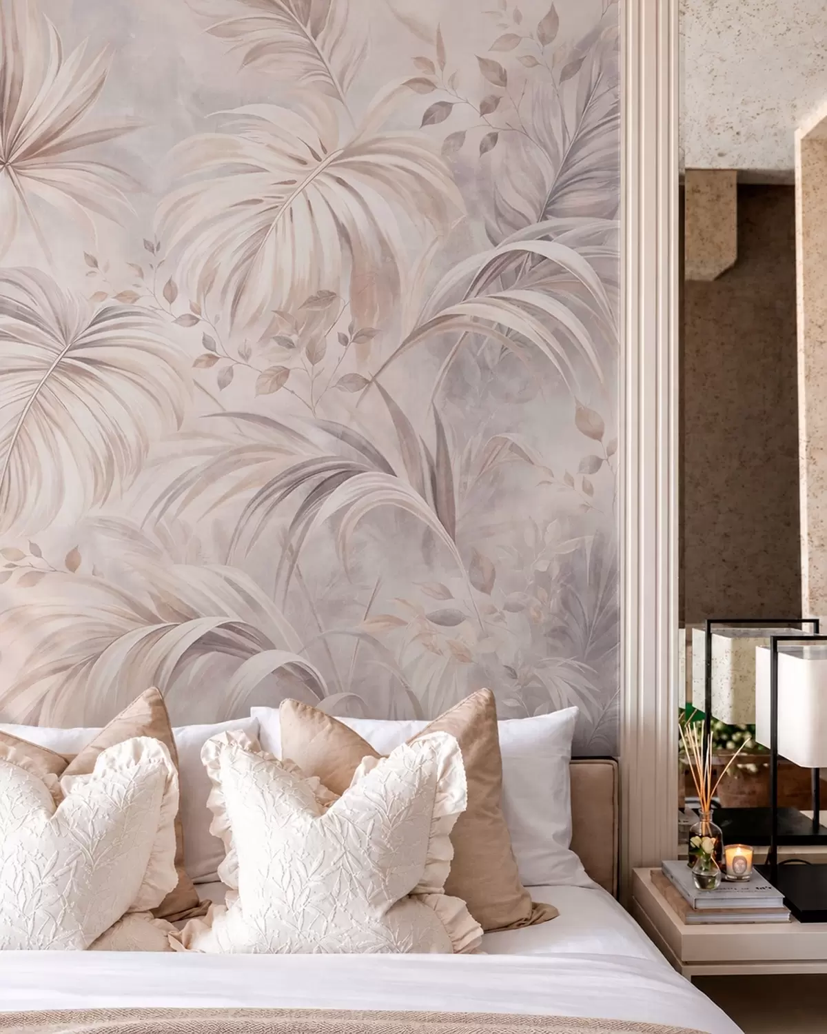 wall murals Lush tropical foliage in pastel shades w05956v1