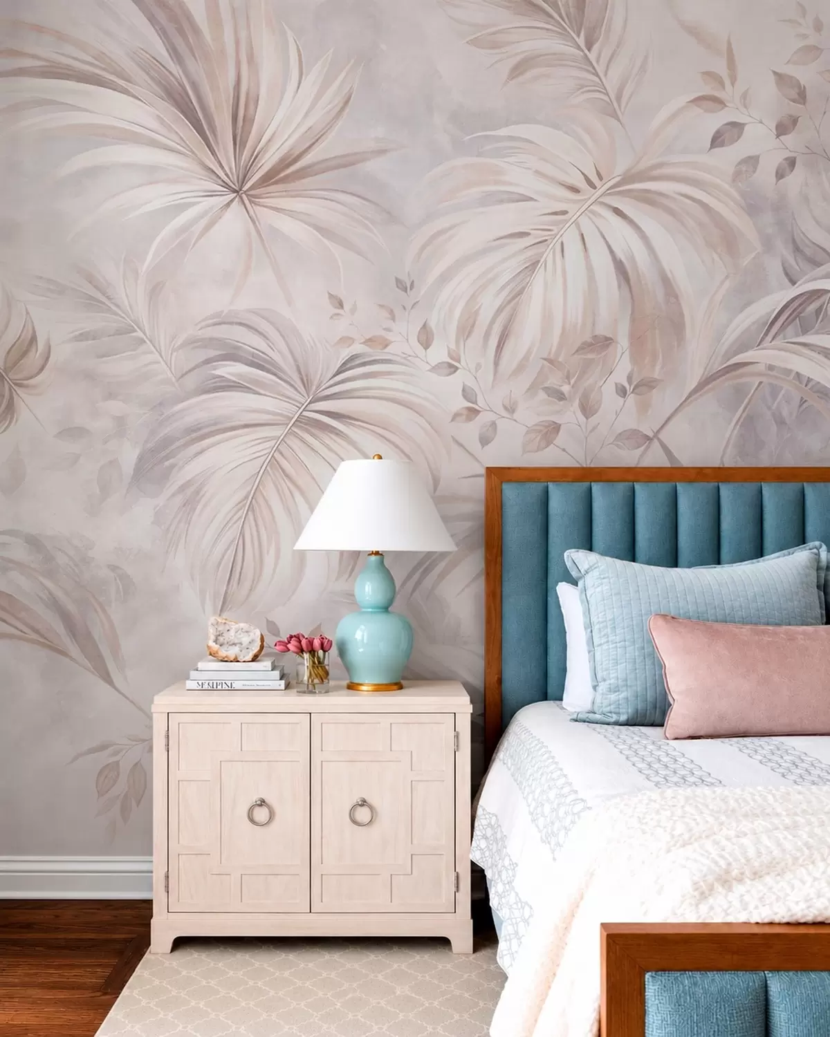 wall murals Lush tropical foliage in pastel shades w05956v1