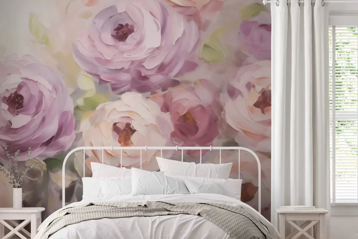 wall murals Abstract roses, imitation of a painting w05996